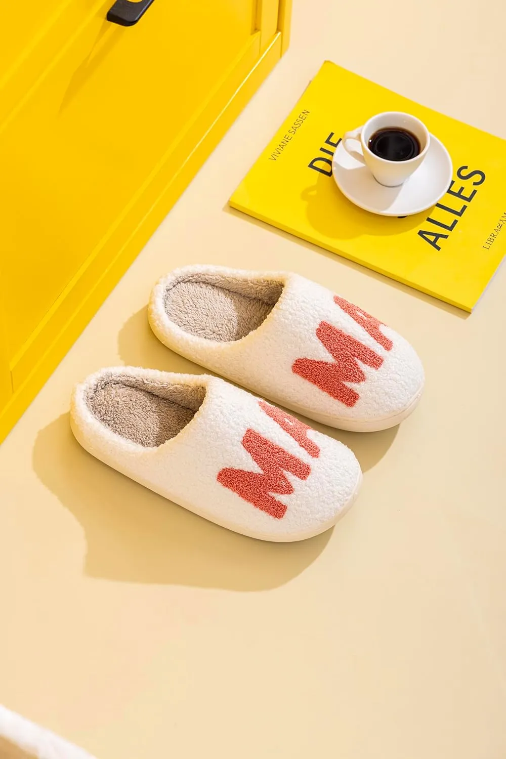 NEVEROLD Fun Cute Trendy Colorful Cartoon Illustrated Cozy Fluffy Plush Fur Slip On Cushion House Slippers for Women, Men, Girls, and Boys