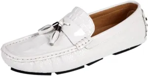 New Men's Loafers Shoes Round Toe PU Leather Crocodile Print Tassel Driving Loafers Flat Heel Anti-Slip Flexible Outdoor Slip-ons