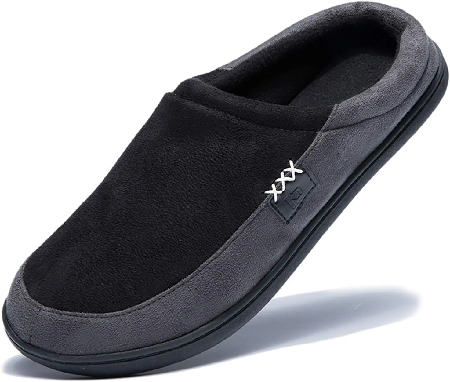 NewDenBer Men's Warm Memory Foam Suede Plush Fleece Lined Slip on Indoor Outdoor Clog House Slippers