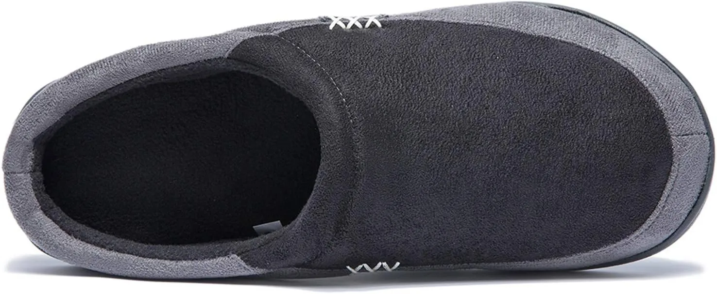 NewDenBer Men's Warm Memory Foam Suede Plush Fleece Lined Slip on Indoor Outdoor Clog House Slippers