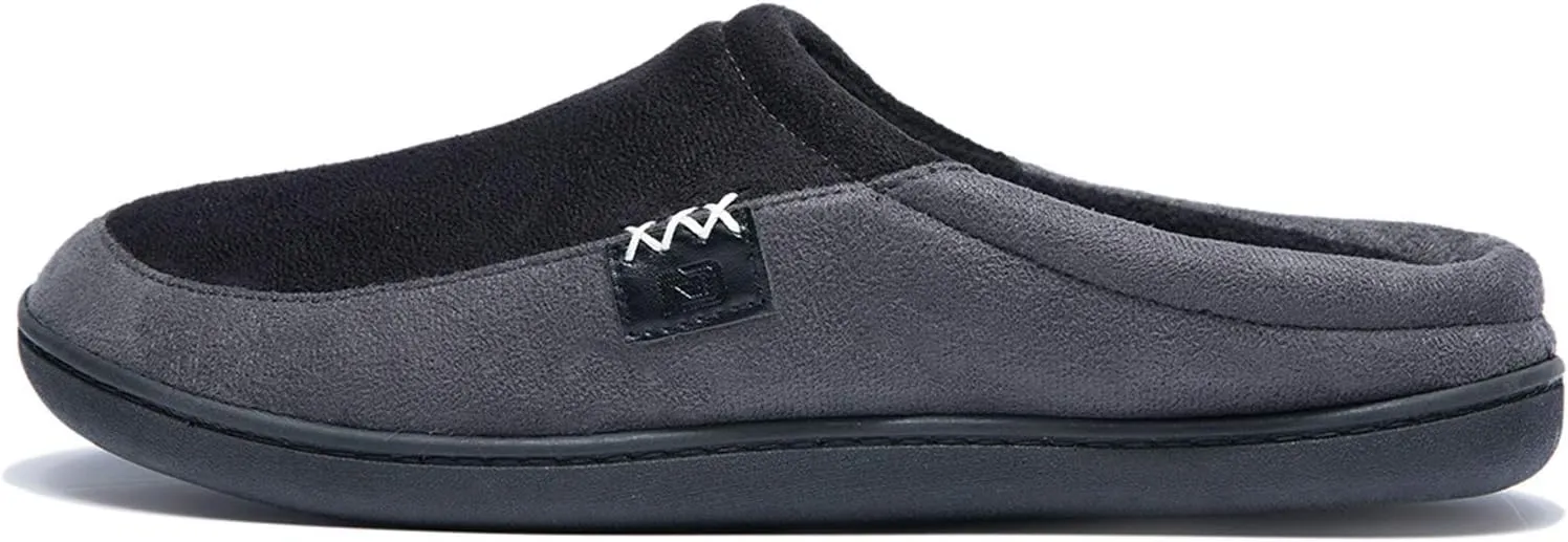 NewDenBer Men's Warm Memory Foam Suede Plush Fleece Lined Slip on Indoor Outdoor Clog House Slippers