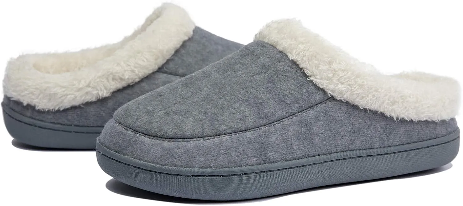 NewDenBer Women's Cozy Memory Foam Slippers Soft Fleece Lined Slip on Indoor Outdoor House Shoes