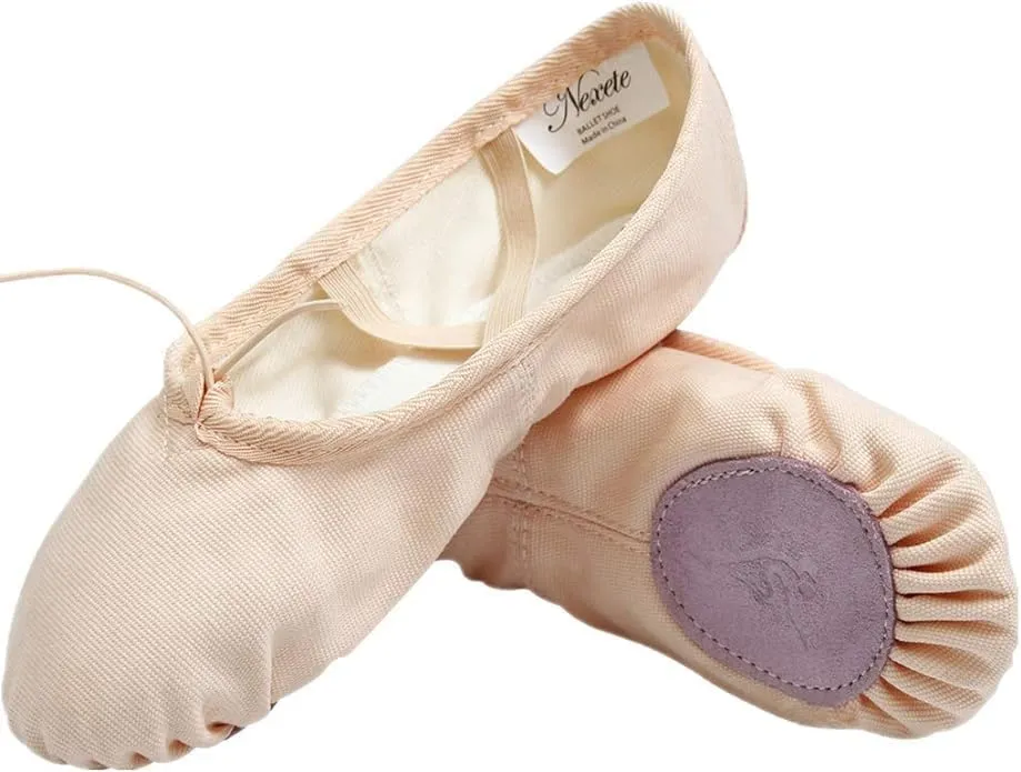 Nexete Women Canvas Ballet Dance Shoes Yoga Gymnastics Leather Split-Sole Slipper Flate Shoes for Women