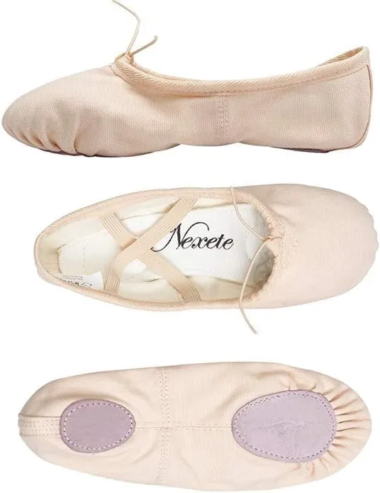 Nexete Women Canvas Ballet Dance Shoes Yoga Gymnastics Leather Split-Sole Slipper Flate Shoes for Women