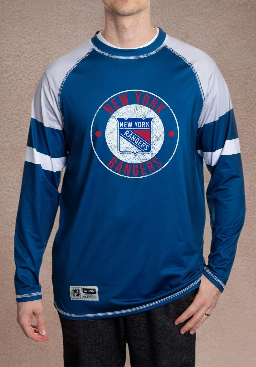 NHL Mens Thermal Long Sleeve Rash Guard Shirt, Fleece Lining, UPF50