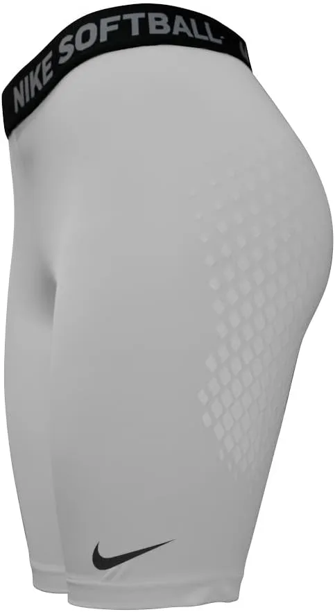 Nike DRI-FIT Softball Slider Short NO HNGR, Small Womens (White/White/Black)