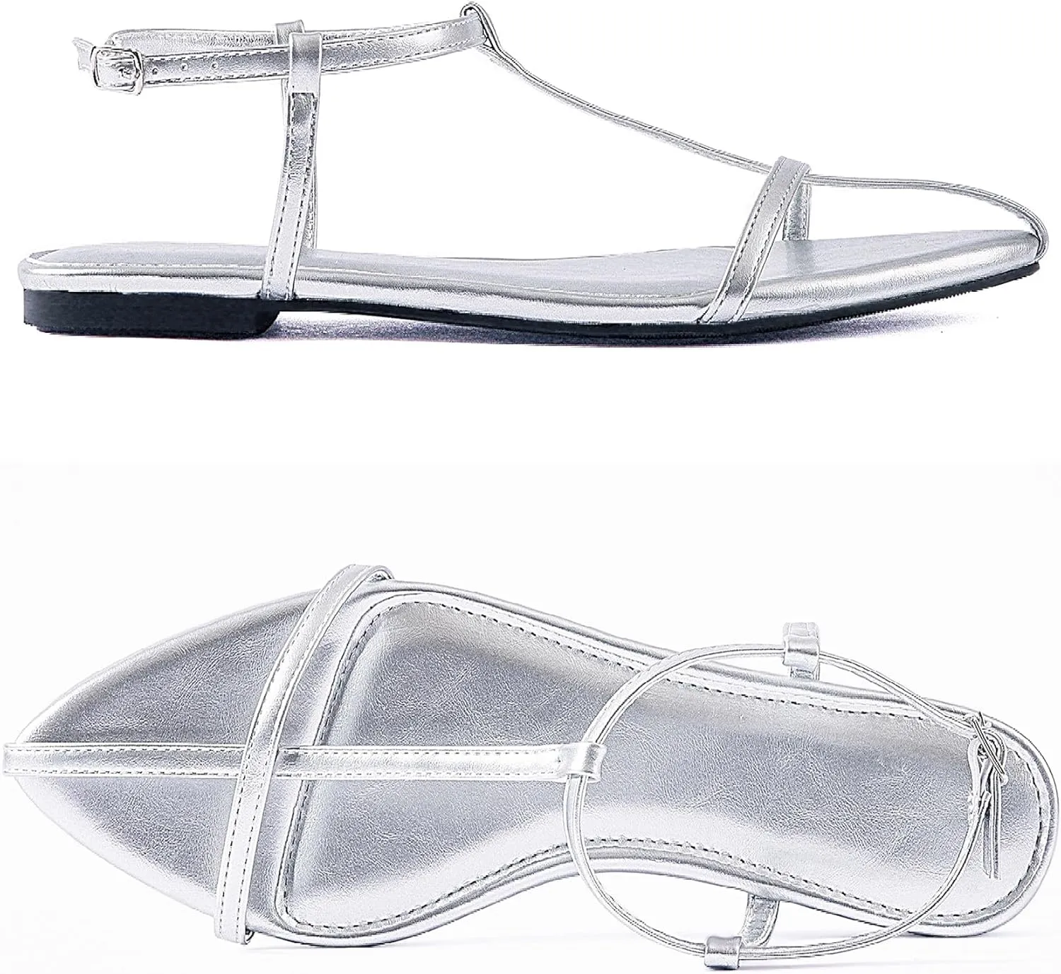 N.N.G Women Flat Sandals Dressy Srtappy Slingback Mules Cute Evening Vegan Leather Gladiator Designer Pretty Casual Pointed Open Toe