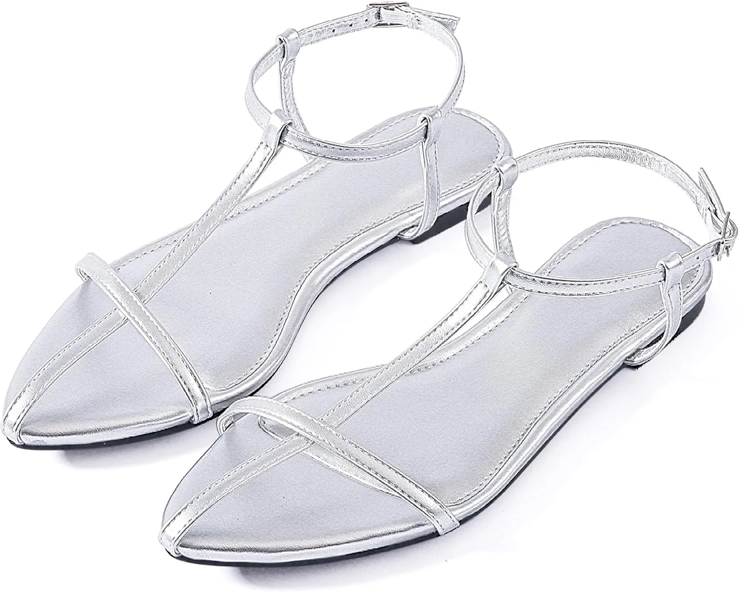 N.N.G Women Flat Sandals Dressy Srtappy Slingback Mules Cute Evening Vegan Leather Gladiator Designer Pretty Casual Pointed Open Toe