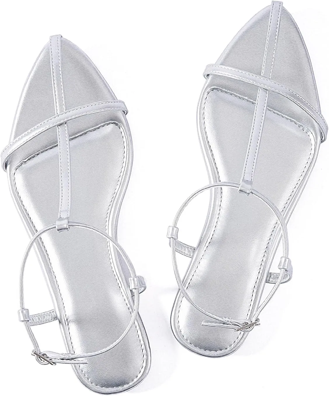 N.N.G Women Flat Sandals Dressy Srtappy Slingback Mules Cute Evening Vegan Leather Gladiator Designer Pretty Casual Pointed Open Toe