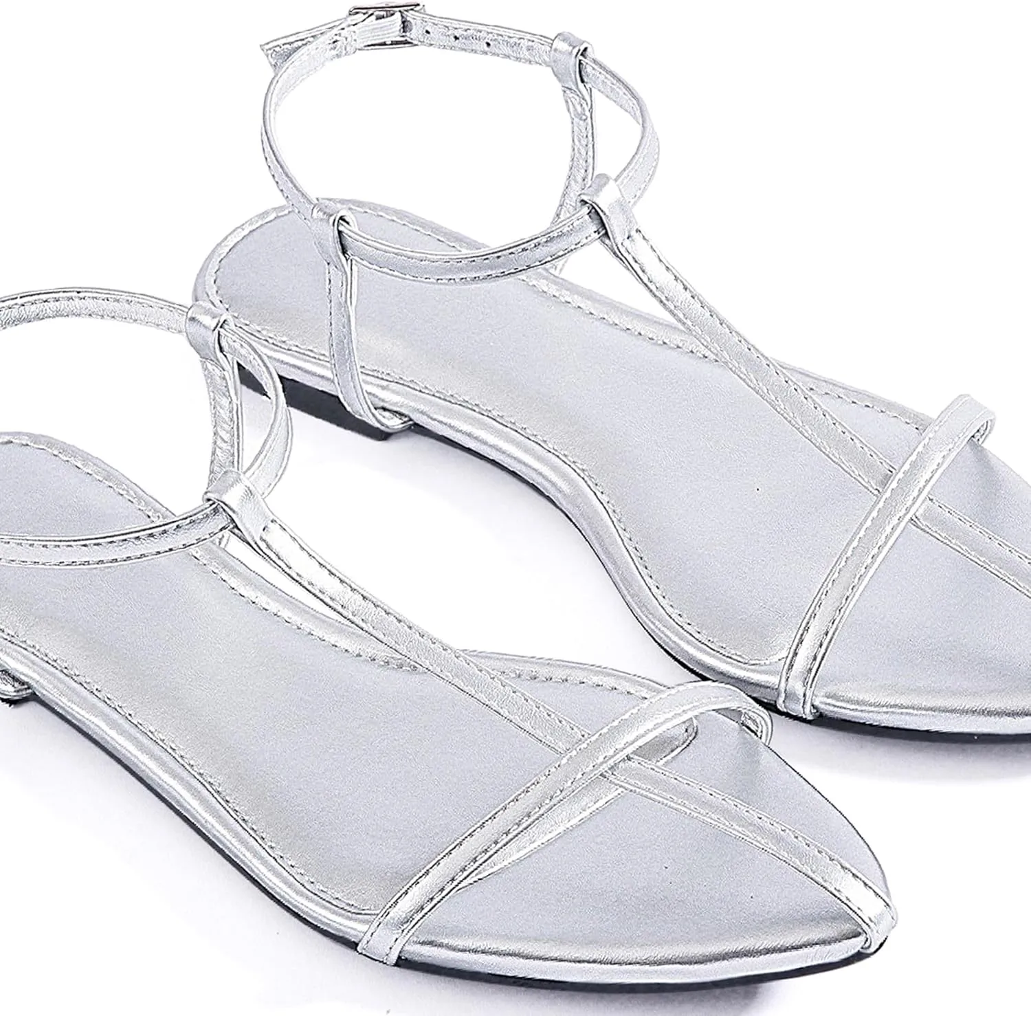 N.N.G Women Flat Sandals Dressy Srtappy Slingback Mules Cute Evening Vegan Leather Gladiator Designer Pretty Casual Pointed Open Toe