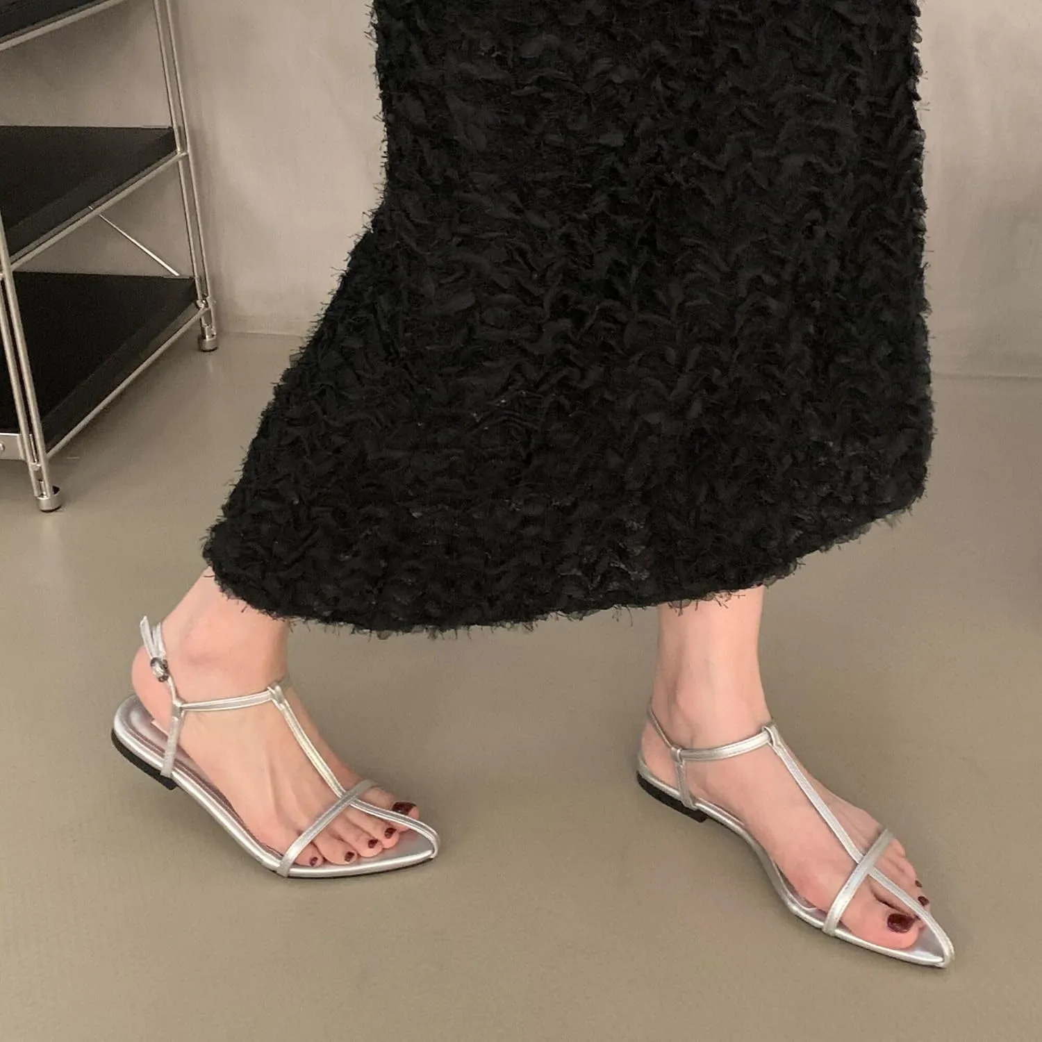 N.N.G Women Flat Sandals Dressy Srtappy Slingback Mules Cute Evening Vegan Leather Gladiator Designer Pretty Casual Pointed Open Toe