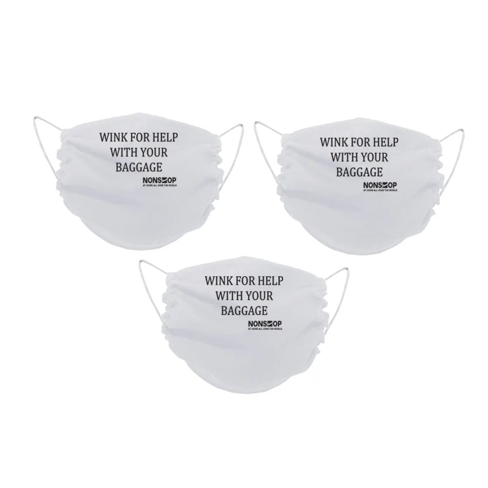 NONSTOP Fun Travel Quotes "Wink For Help with Your Baggage" Lightweight Travel Facemask