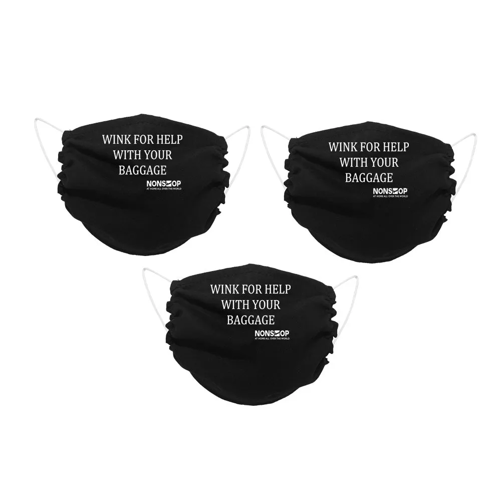 NONSTOP Fun Travel Quotes "Wink For Help with Your Baggage" Lightweight Travel Facemask