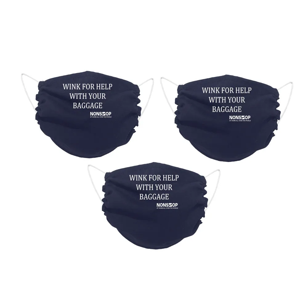 NONSTOP Fun Travel Quotes "Wink For Help with Your Baggage" Lightweight Travel Facemask