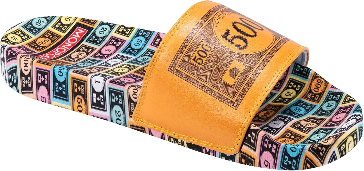 Odd Sox, Slide, Slip On Sandal, Monopoly Money, Soft, Comfortable, Unisex