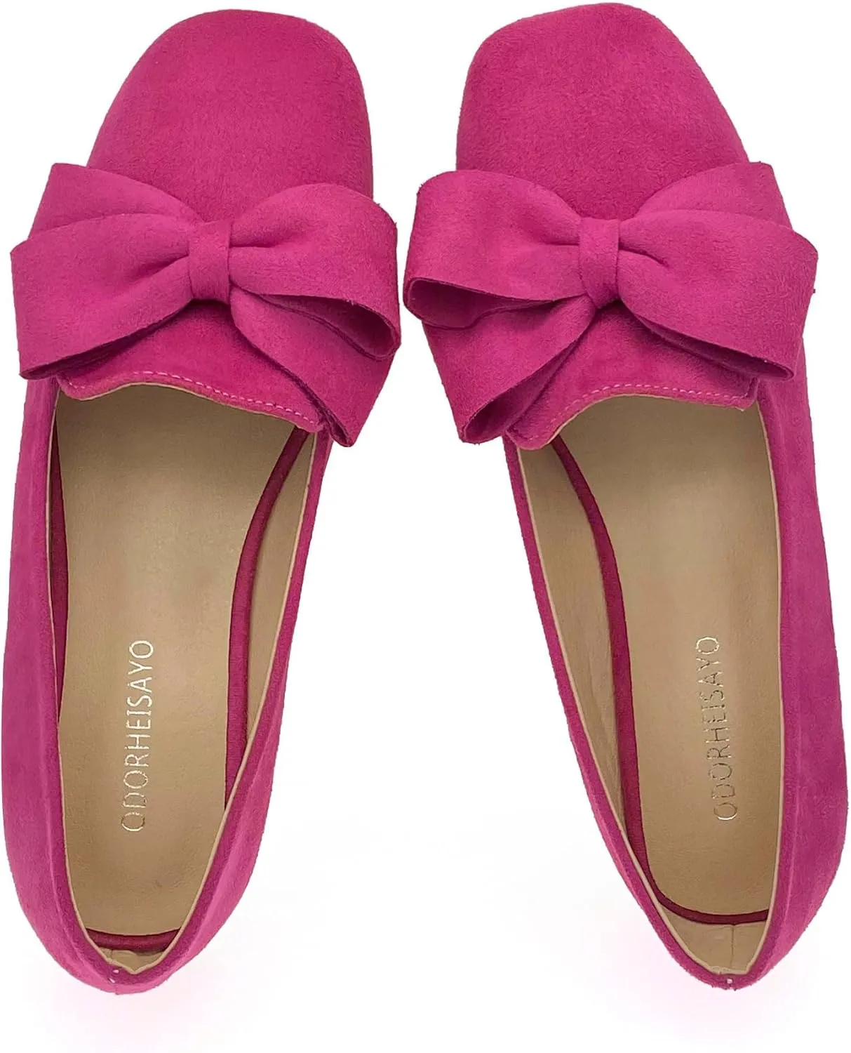 ODORHEISAYO Women's Square Toe Ballet Flats Comfortable Bow Dressy Flats Shoes for Women Flat Loafer Shoes Comfort Slip ons Casual Holiday