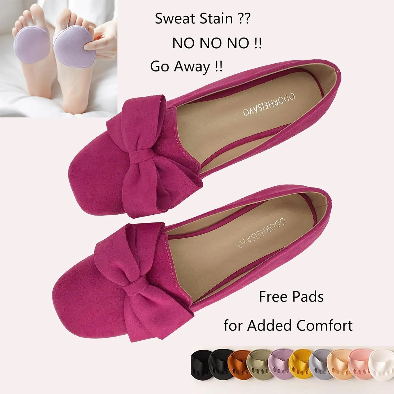 ODORHEISAYO Women's Square Toe Ballet Flats Comfortable Bow Dressy Flats Shoes for Women Flat Loafer Shoes Comfort Slip ons Casual Holiday