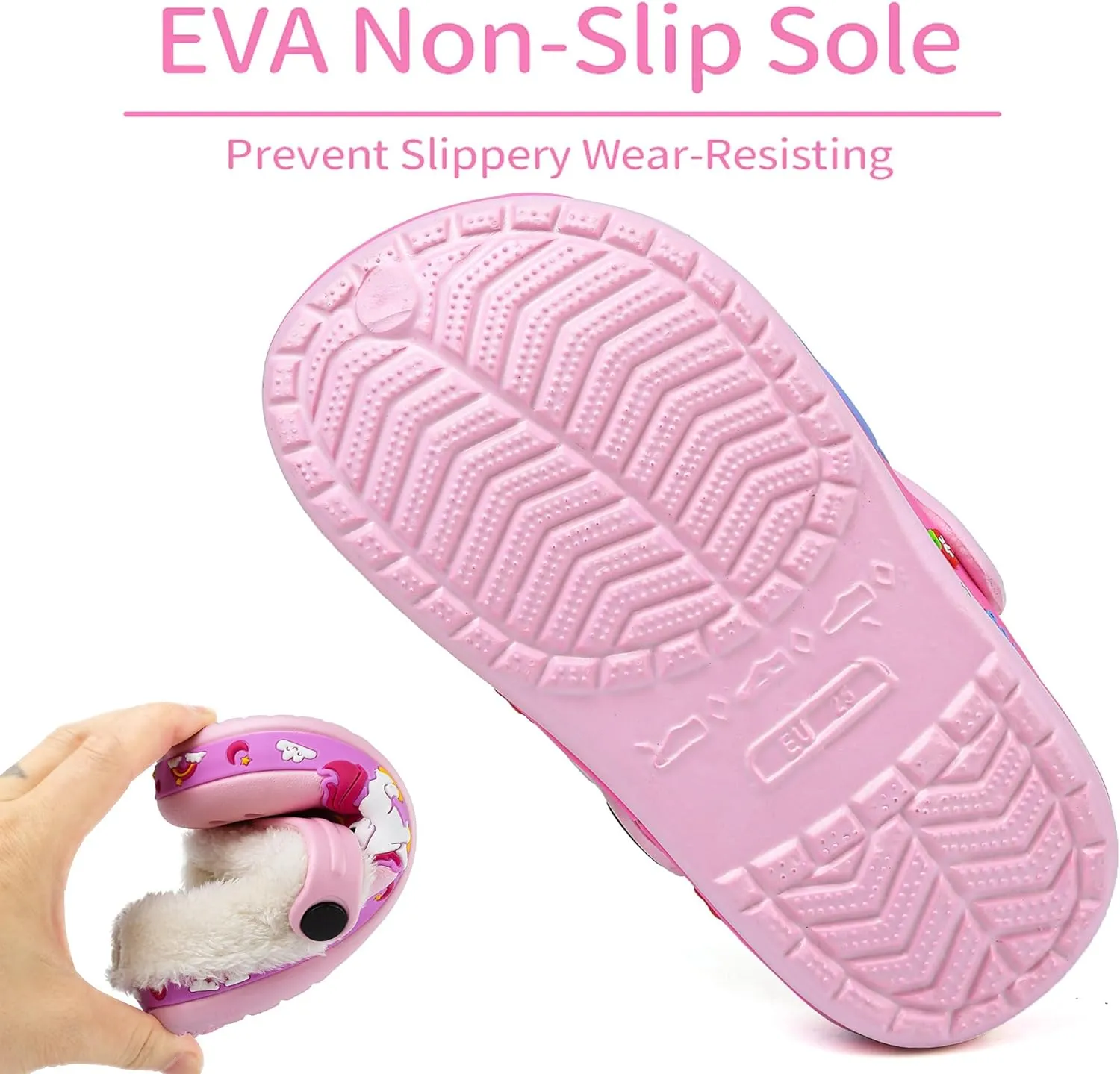OHSNMAKSL Toddler Lined Clog Slippers Winter Garden Sandals Kids House Shoes Warm Slip On Sneakers Cartoon Slides for Boys and Girls Children Indoor Outdoor