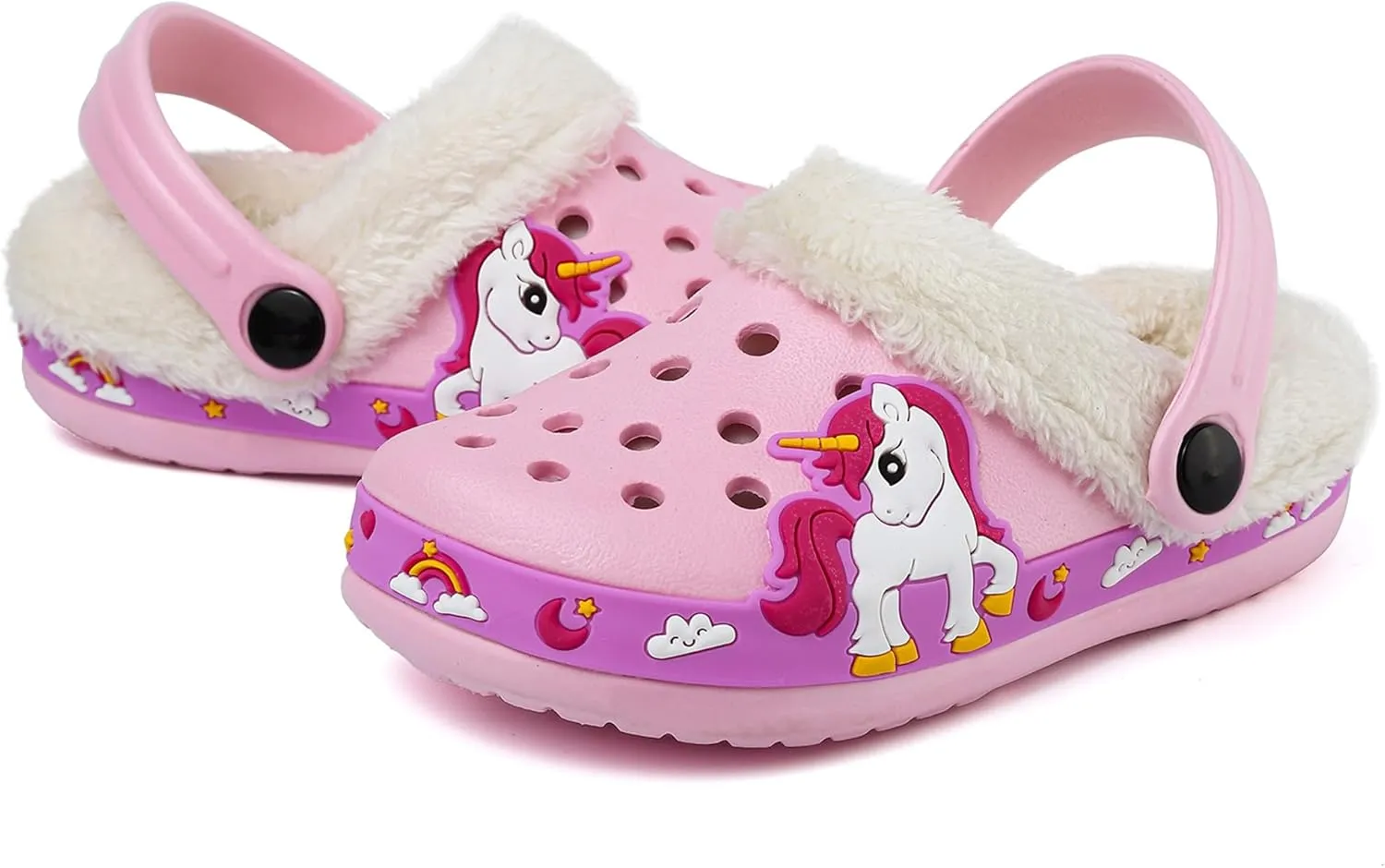 OHSNMAKSL Toddler Lined Clog Slippers Winter Garden Sandals Kids House Shoes Warm Slip On Sneakers Cartoon Slides for Boys and Girls Children Indoor Outdoor