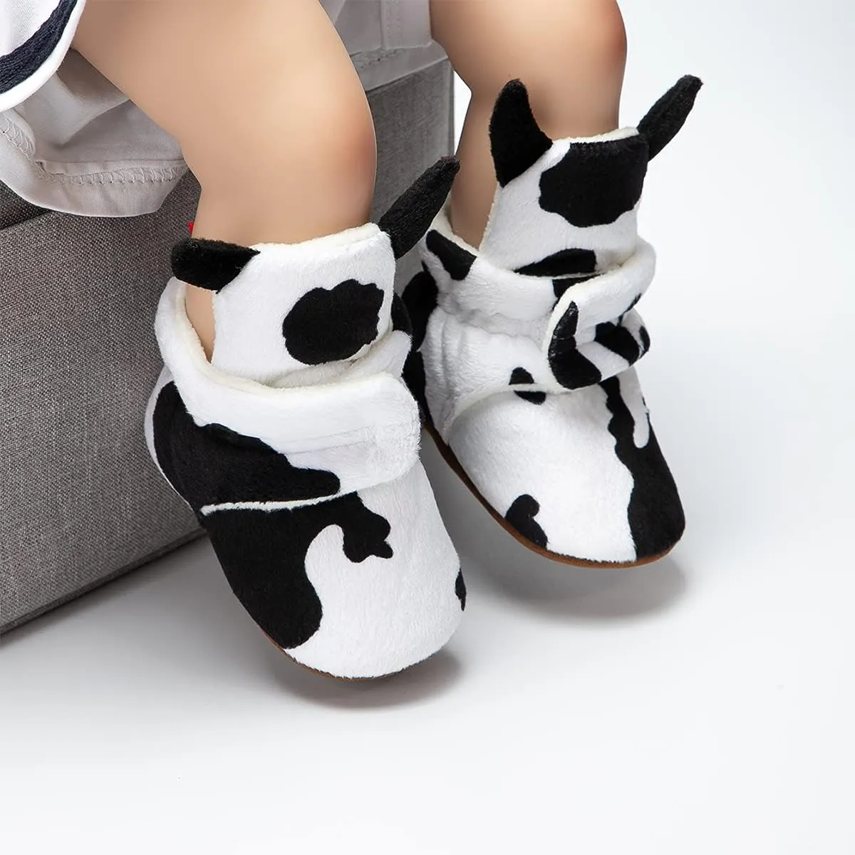 ohsofy Newborn Baby Cotton Booties Stay On Slipper Winter Warm Soft Shoes Non-Skid Infant Ankle Boots Crib Shoes