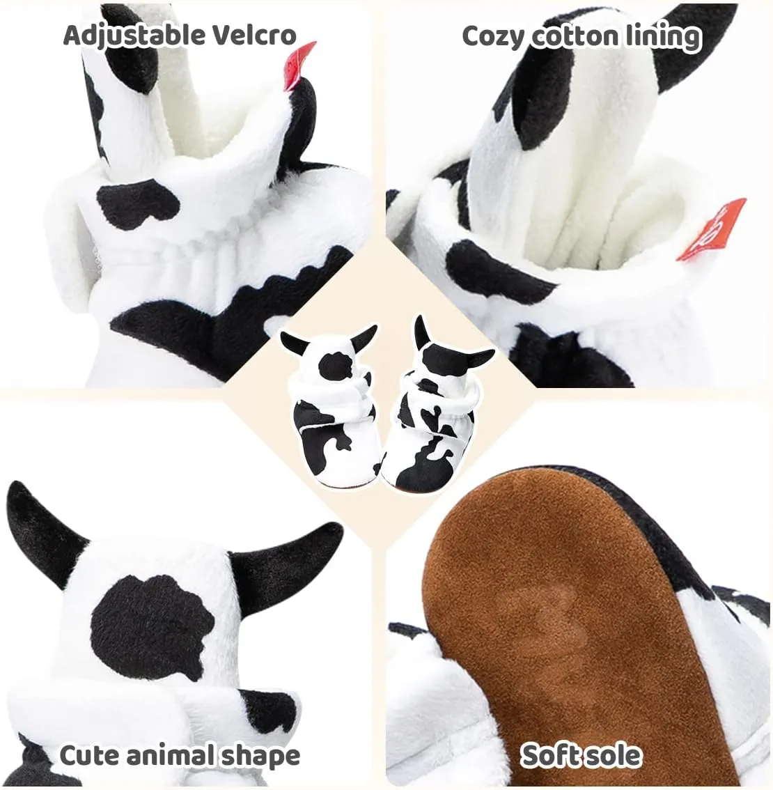 ohsofy Newborn Baby Cotton Booties Stay On Slipper Winter Warm Soft Shoes Non-Skid Infant Ankle Boots Crib Shoes