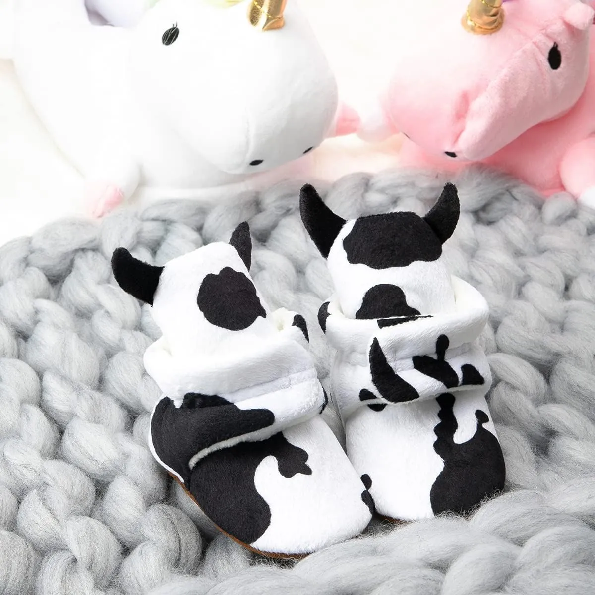 ohsofy Newborn Baby Cotton Booties Stay On Slipper Winter Warm Soft Shoes Non-Skid Infant Ankle Boots Crib Shoes