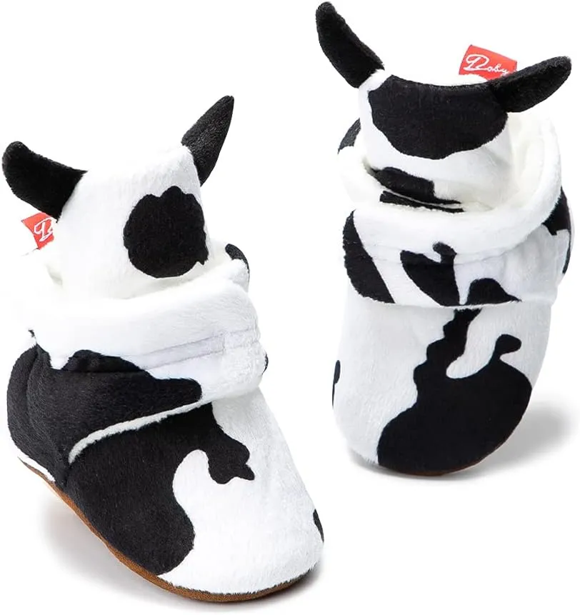 ohsofy Newborn Baby Cotton Booties Stay On Slipper Winter Warm Soft Shoes Non-Skid Infant Ankle Boots Crib Shoes