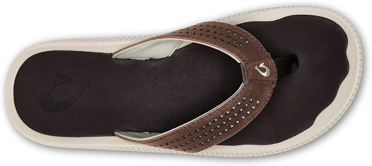 OLUKAI Ulele Men's Beach Sandals, Water Resistant Flip Flops, Arch Support & Comfort Fit, Lightweight & Durable, Enhanced Grip & Traction
