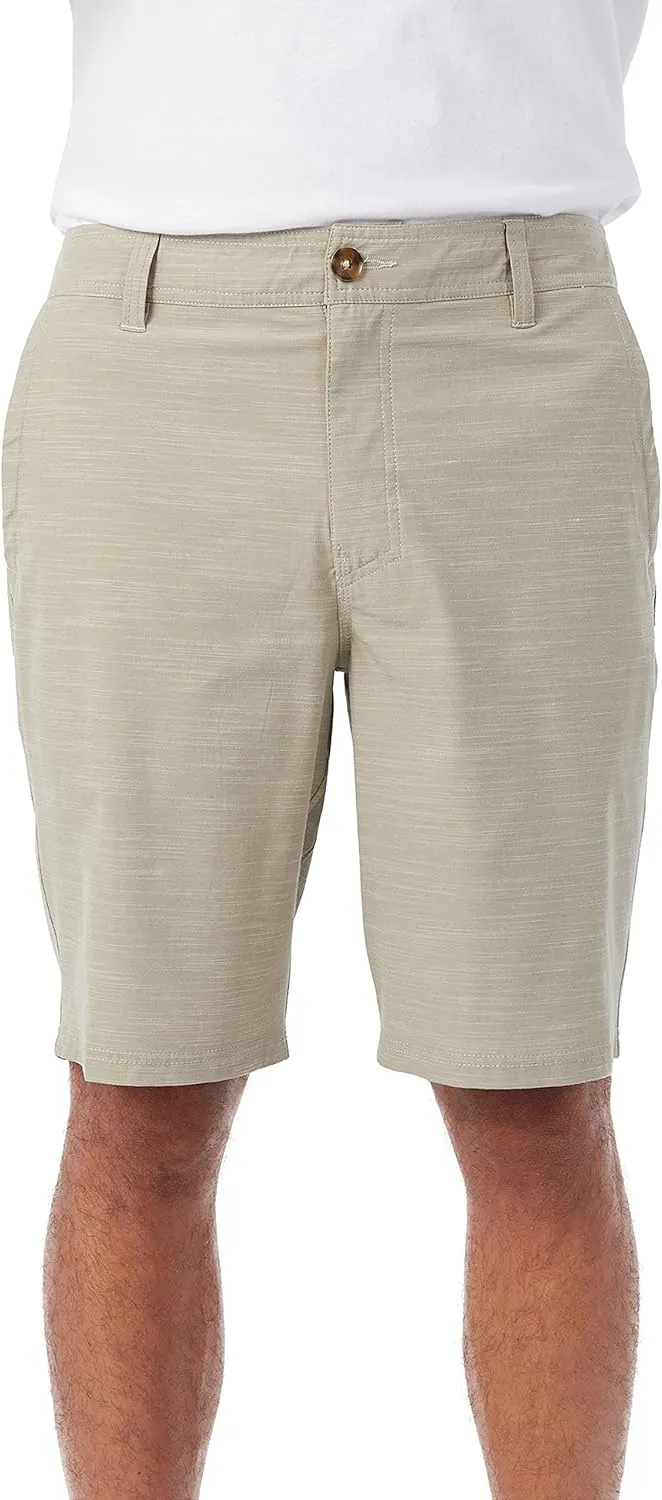 O'NEILL Men's Khaki Shorts, 20-Inch Outseam, Stretch Quick Dry Slub Fabric, Hybrid Chino Shorts Men, Casual and Active Wear