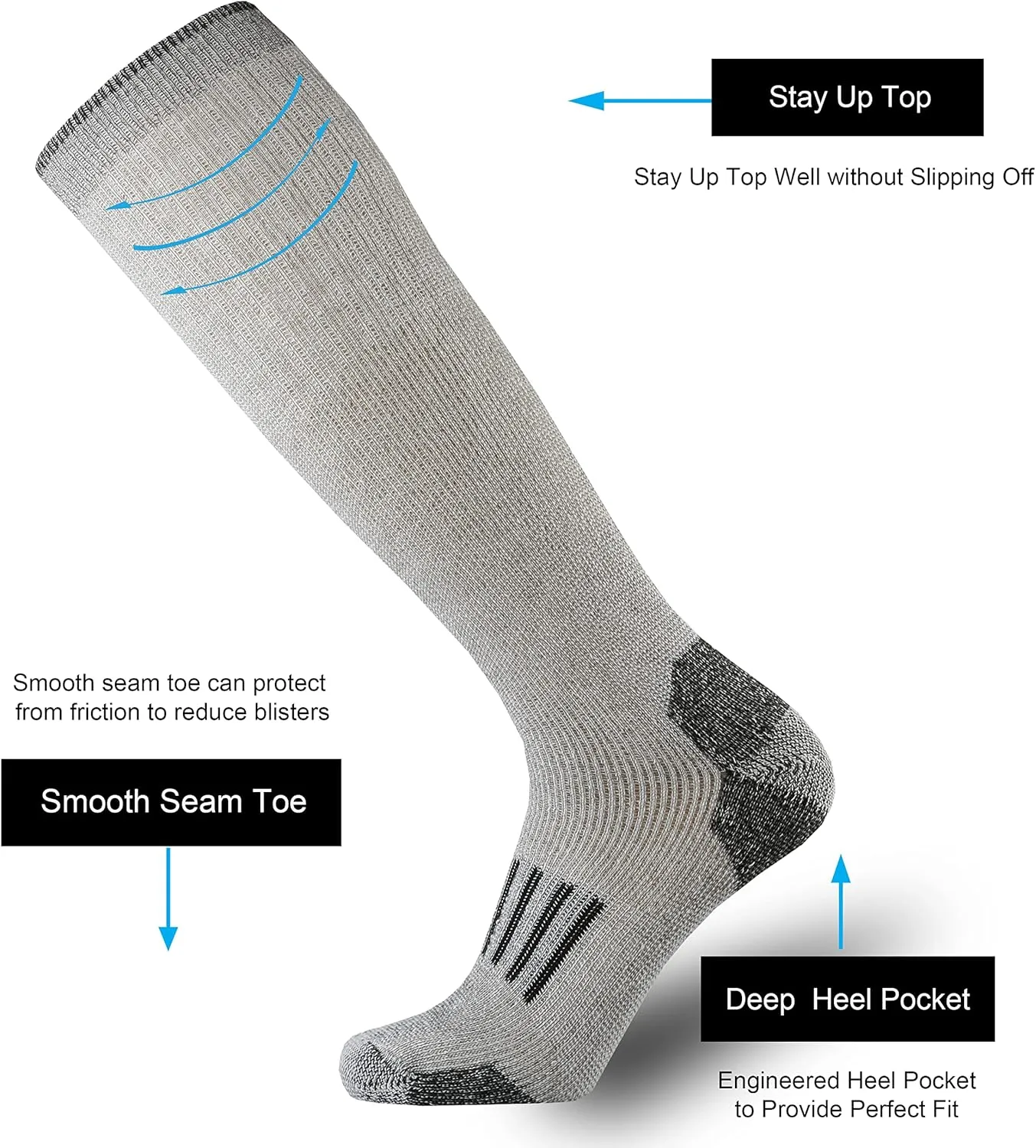 ONKE Knee High Socks Cushioned Moisture Wicking for Mens Over the Calf OTC Steel Toe Western Work Boot Thermal Hiking Hunting