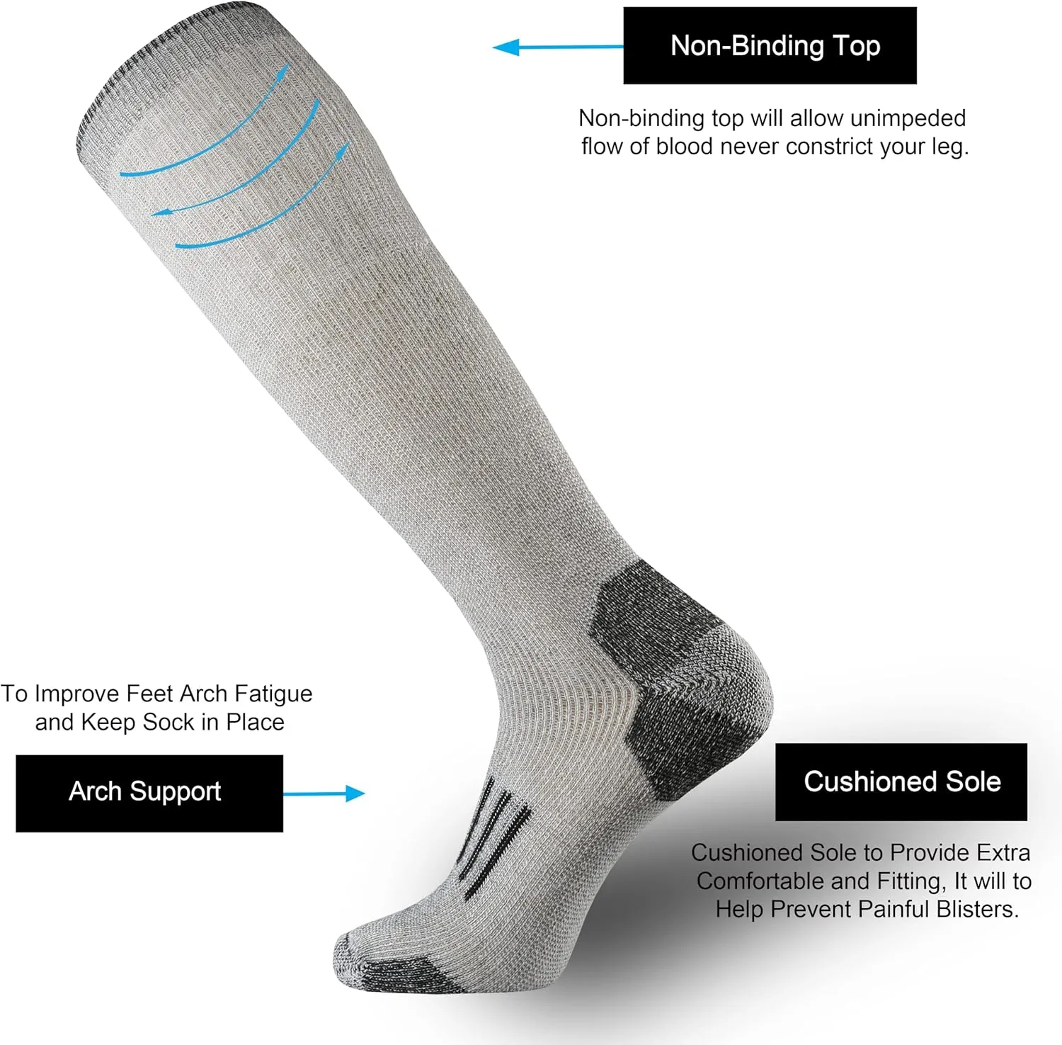 ONKE Knee High Socks Cushioned Moisture Wicking for Mens Over the Calf OTC Steel Toe Western Work Boot Thermal Hiking Hunting