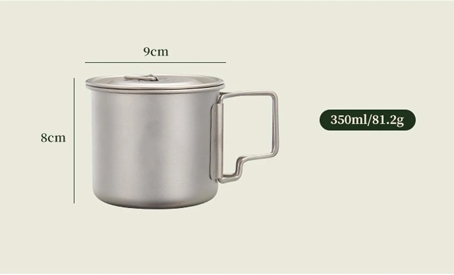 Outdoor Pure Titanium Camping Cup Lightweight Portable Tableware