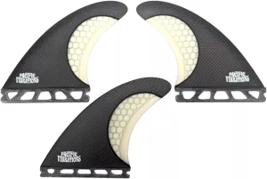 PACIFIC VIBRATIONS Surfboard fins AM2 Large (Al Merrick Channel Islands) Template fits Futures Base Carbon Fiber Wrapped Base Honeycomb core TRI, Thruster, 3 FINS