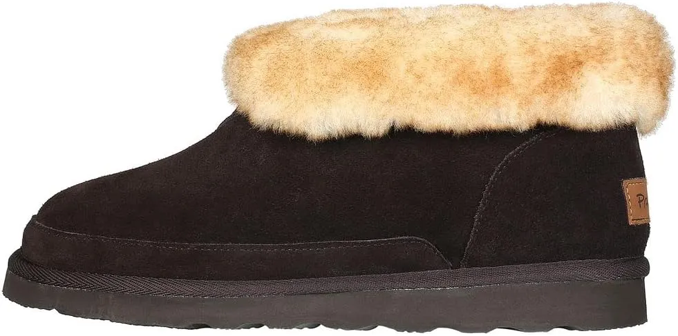 PAMIR Men's Sheepskin Boot Slippers Indoor Outdoor Ankle Booties with Memory Foam