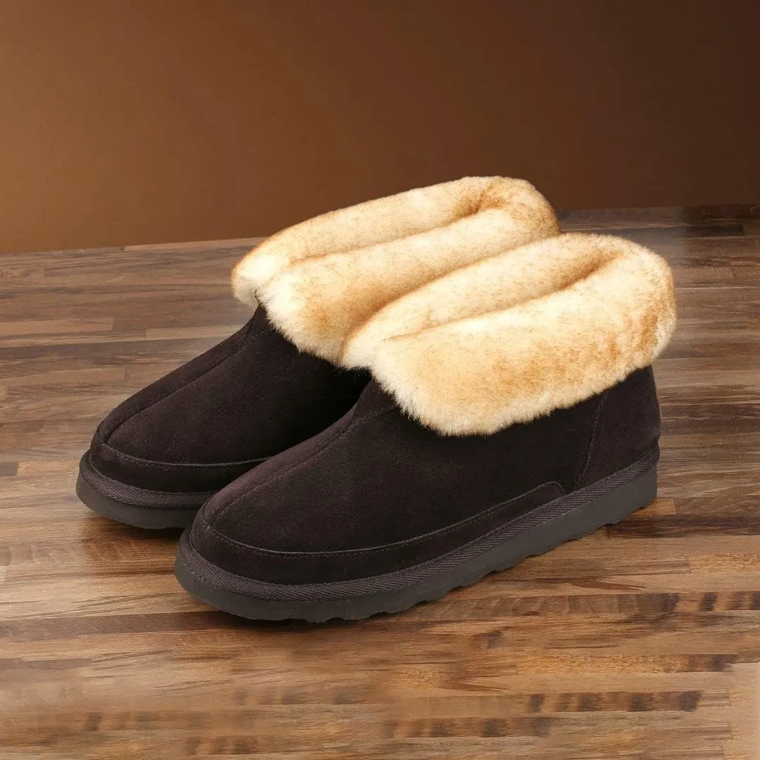 PAMIR Men's Sheepskin Boot Slippers Indoor Outdoor Ankle Booties with Memory Foam