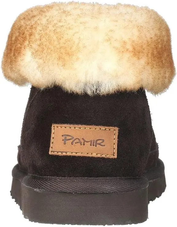 PAMIR Men's Sheepskin Boot Slippers Indoor Outdoor Ankle Booties with Memory Foam