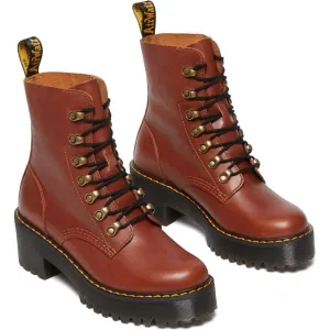 PanacheProse Dr. Martens Heeled Boot Women Red Leona Leather Fashion Boot Sole slip Shoes