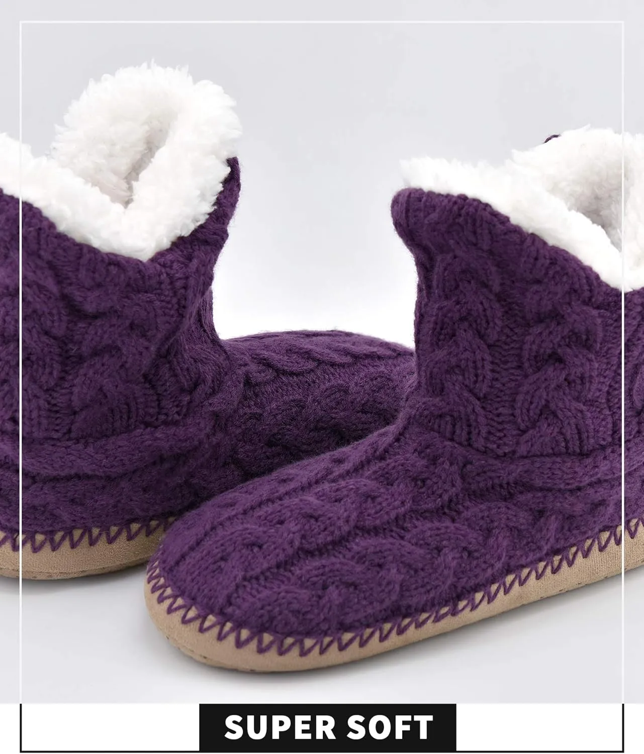 Panda Bros Slipper Socks For Women With Grippers, Fuzzy Womens Slipper Booties With Non Slip Bottoms, Cozy Warm House Slippers
