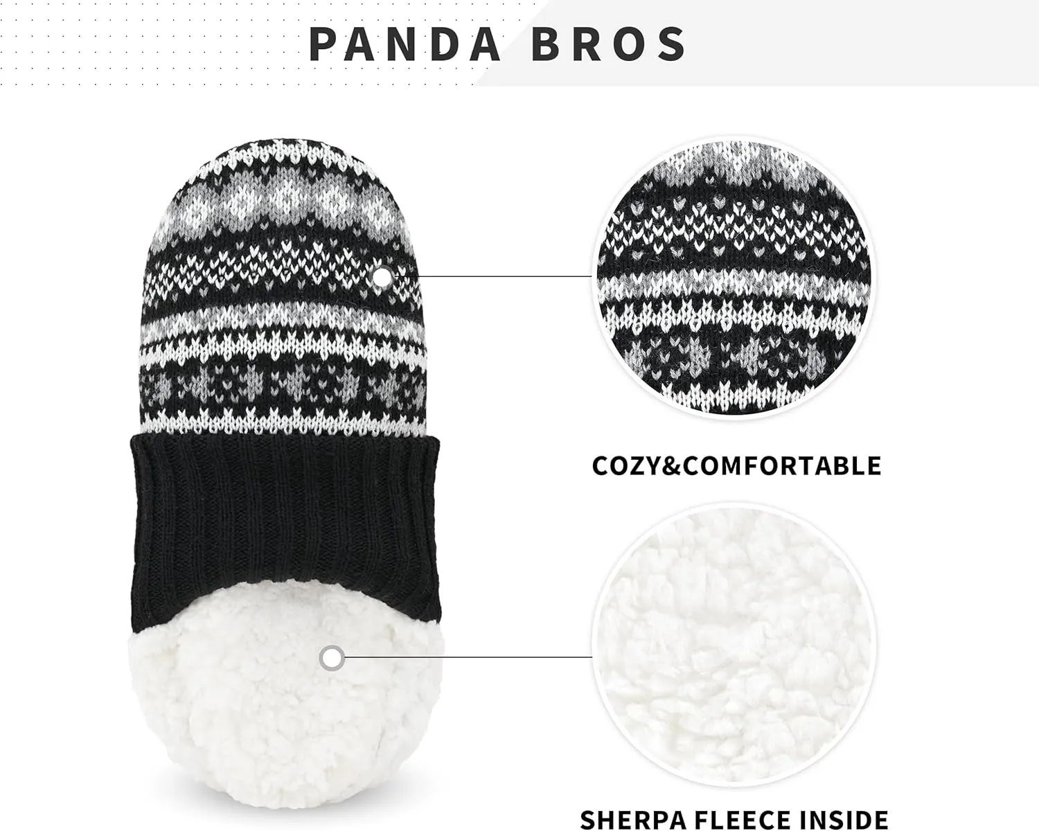 Panda Bros Slipper Socks For Women With Grippers, Fuzzy Womens Slipper Booties With Non Slip Bottoms, Cozy Warm House Slippers