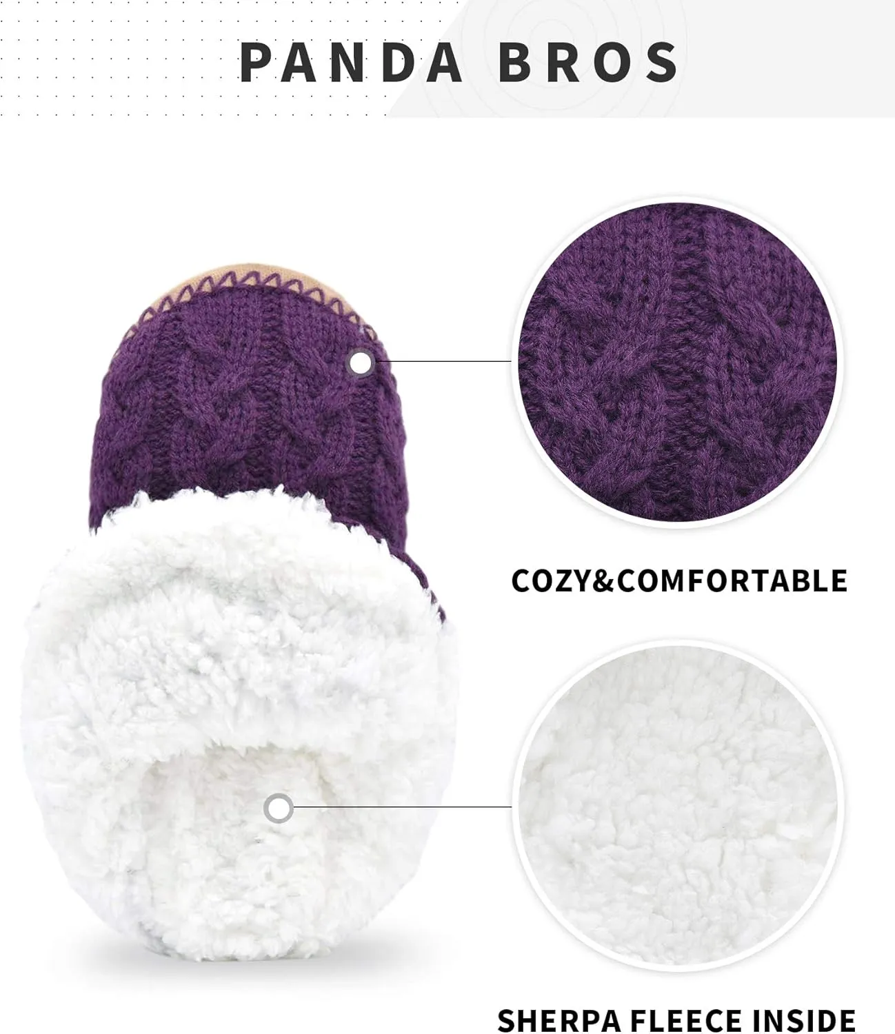Panda Bros Slipper Socks For Women With Grippers, Fuzzy Womens Slipper Booties With Non Slip Bottoms, Cozy Warm House Slippers