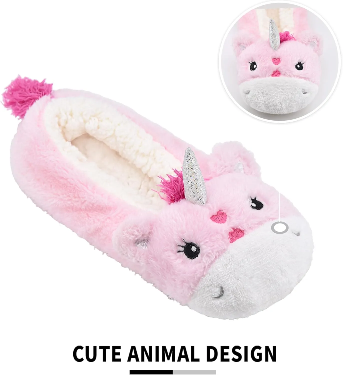 Panda Bros Womens Animal Thick & Warm Slipper Socks With Non Slip Grippers On Bottoms, Character House Shoes, Novelty Slippers for Ladies