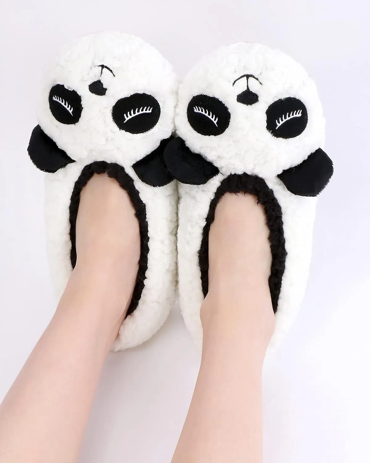 Panda Bros Womens Animal Thick & Warm Slipper Socks With Non Slip Grippers On Bottoms, Character House Shoes, Novelty Slippers for Ladies