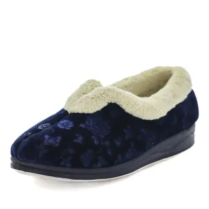 Panda Womens Eriana Slippers - Navy Embossed