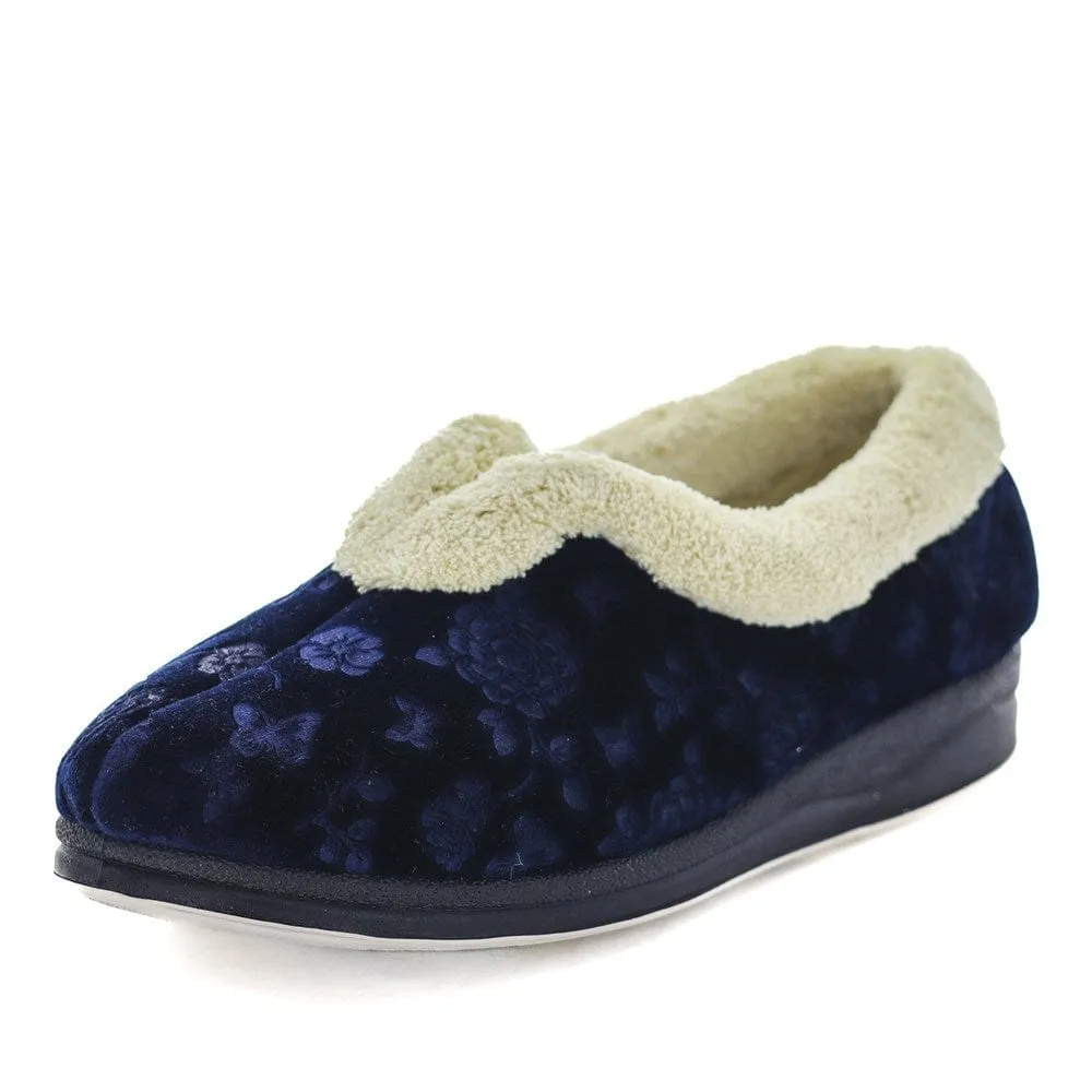 Panda Womens Eriana Slippers - Navy Embossed
