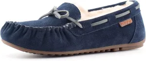 Parfeying Women's Sheepskin Moccasins Cow Suede Memory Foam Slippers Indoor Outdoor Shearling Winter Shoes