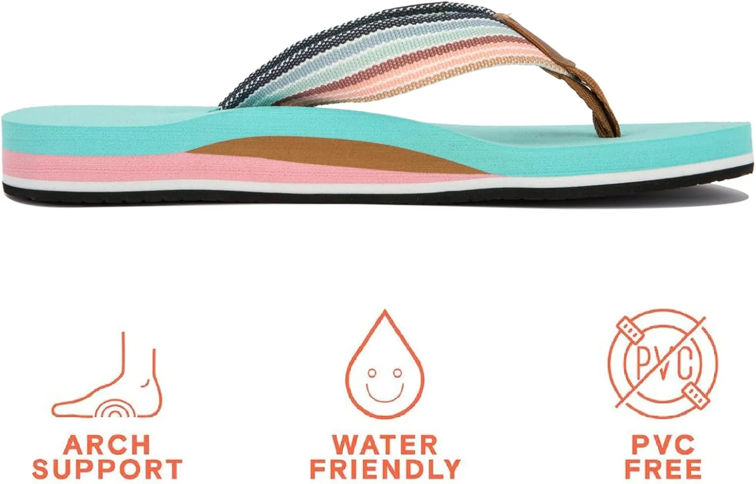 Pevino Women's Orthotic Flip Flops,Casual Comfortable Yoga Mat Thong Sandal with Arch Support