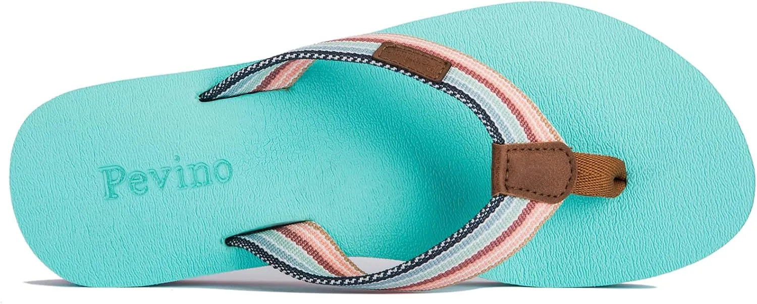 Pevino Women's Orthotic Flip Flops,Casual Comfortable Yoga Mat Thong Sandal with Arch Support