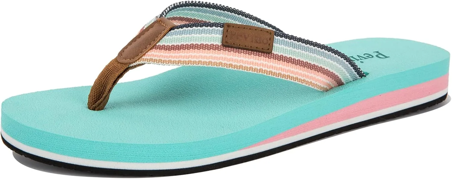 Pevino Women's Orthotic Flip Flops,Casual Comfortable Yoga Mat Thong Sandal with Arch Support