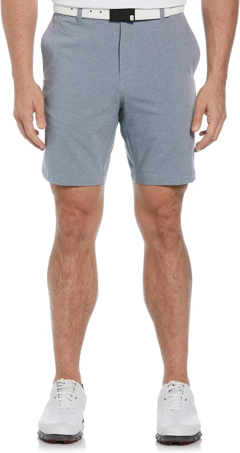 PGA TOUR Men's 8” Heather Performance Stretch Golf Shorts with Active Waistband, Moisture-Wicking, Sun Protection