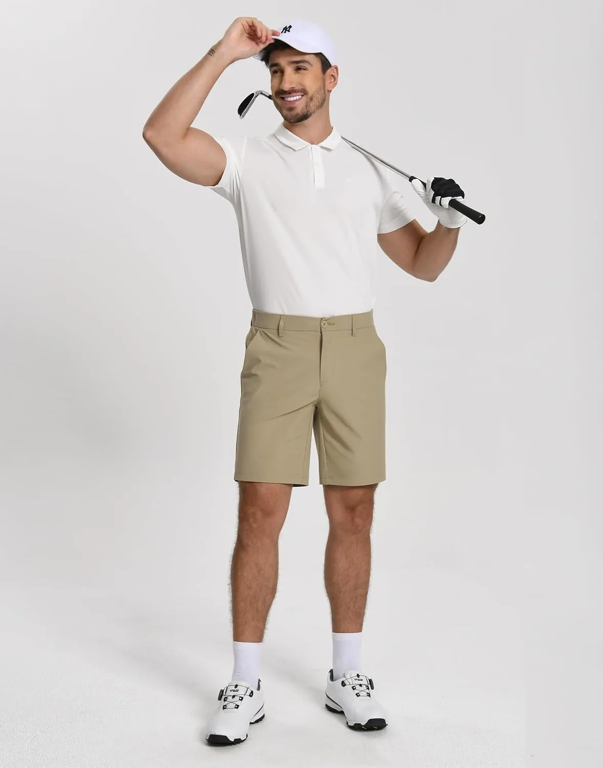 Pioneer Camp Men's Dress Golf Shorts Flat Front Elastic Waist 9 Inch Inseam Quick Dry Stretch Lightweight Shorts with Pockets